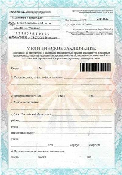 Срок действия медсправки